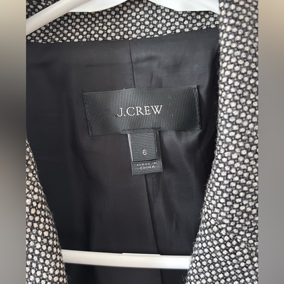 J.Crew Wool Tweed Single Button Blazer Jacket Black White Size 6 - Picture 3 of 5